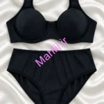 ست شورت و سوتین فنردار راه راه پرسی بدون دوخت