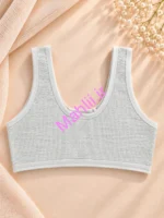 نیم تنه دخترانه بدون کاپ مدل لاو طرح عروسکی رنگ طوسی