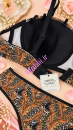 ست شورت و سوتین اسفنجی فنردار دکلته پلنگی