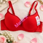 سوتین فنردار اسفنجی جنس نخ پنبه طرح l Love You رنگ قرمز
