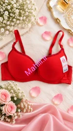 سوتین فنردار اسفنجی جنس نخ پنبه طرح l Love You رنگ قرمز
