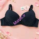 سوتین اسفنجی فنردار پایین گیپور طرح نرمه رنگ مشکی