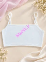 نیم تنه دخترانه بدون کاپ طرح باندی رنگ سفید