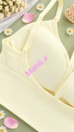 نیم تنه دخترانه کراپدار طرح لبوبو رنگ نباتی