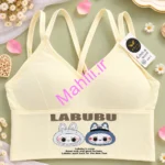 نیم تنه دخترانه کراپدار طرح لبوبو رنگ نباتی