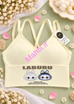 نیم تنه دخترانه کراپدار طرح لبوبو رنگ نباتی
