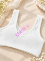 نیم تنه دخترانه پددار نخ پنبه رنگ سفید