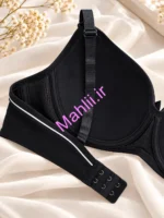 سوتین اسفنجی فنردار طرح کبریتی جنس نخ پنبه رنگ مشکی