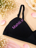 سوتین اسفنجی بدون فنر طرح کبریتی اسپرت رنگ صورتی مشکی