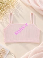 نیم تنه دخترانه بدون کاپ کبریتی بندی اسپرت رنگ گلبهی