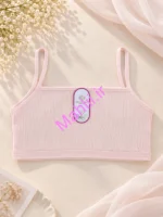 نیم تنه دخترانه بدون کاپ کبریتی بندی اسپرت رنگ گلبهی