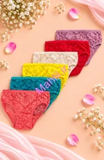 شورت تمام گیپور کش کاغذی مدل گل برجسته (پک 6 عددی)
