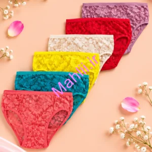 شورت تمام گیپور کش کاغذی مدل گل برجسته (پک 6 عددی)