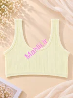 نیم تنه دخترانه بدون کاپ عروسکی رنگ کرم روشن