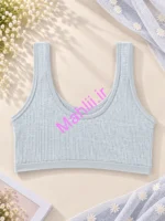 نیم تنه دخترانه بدون کاپ عروسکی رنگ طوسی