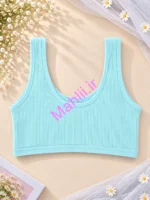 نیم تنه دخترانه بدون کاپ عروسکی رنگ سبز پاستیلی