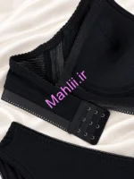 ست شورت و سوتین اسفنجی فنردار مدل طبی سه قزنه رنگ مشکی