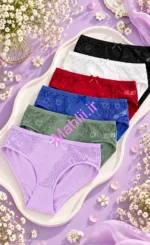شورت گیپور زنانه جلو دانتل طرح گل شکوفه جنس نخ پنبه (پک 6 عددی)