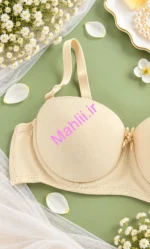 سوتین اسفنجی فنردار دکلته برند اودی شو رنگ کرم