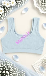 نیم تنه دخترانه پایین کش دار عروسکی عینکی رنگ آبی روشن