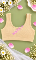 نیم تنه دخترانه پایین کش دار جنس نخ پنبه عروسکی رنگ کرم
